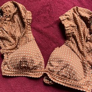 Brown With white dots Bikini Top